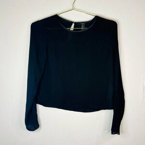 Forever 21 Women's Black Sheer Long Sleeve Top Small Minimalist Elegant